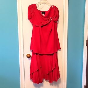 Elegant red skirt set